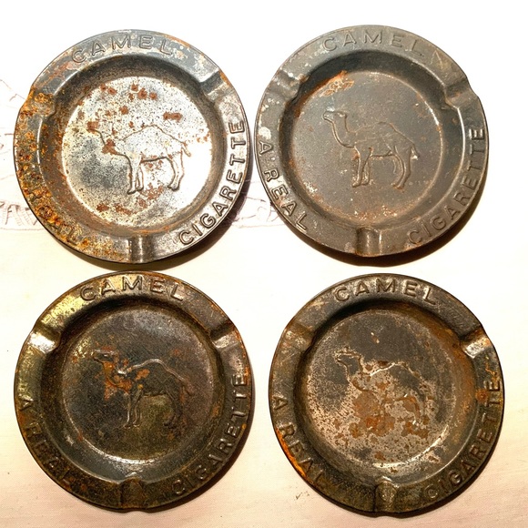 Camel Other - Vintage Camel Pressed Tin Advertising Ashtray - A Real Cigarette